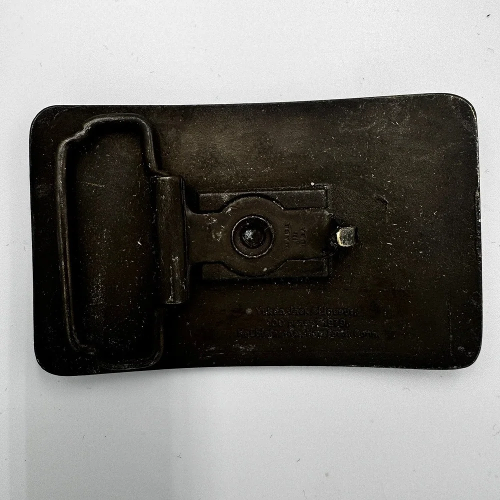 Vintage‎ 1979 Yukon Jack Liqueur 100 Proof Belt Buckle Made in USA Brass Tone